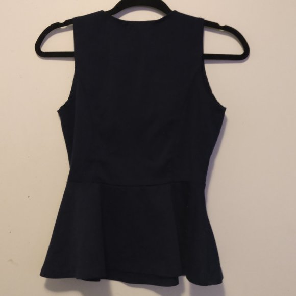 Navy Blue Peplum Top - Picture 1 of 2